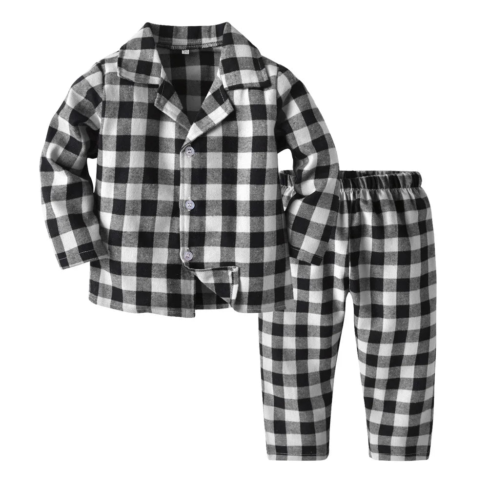 Pijama Navideño para Niños - Cuadros Rojos