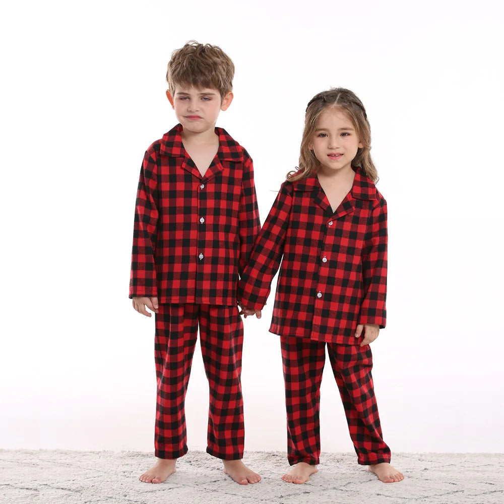 Pijama Navideño para Niños - Cuadros Rojos