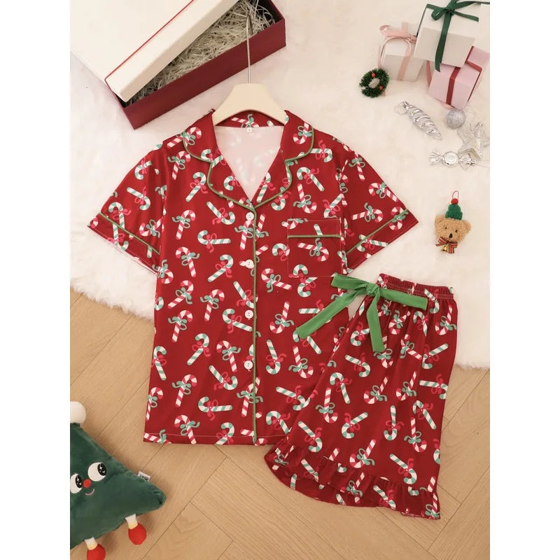 Pijama Corto Navideño para Ella - Bastones de Caramelo