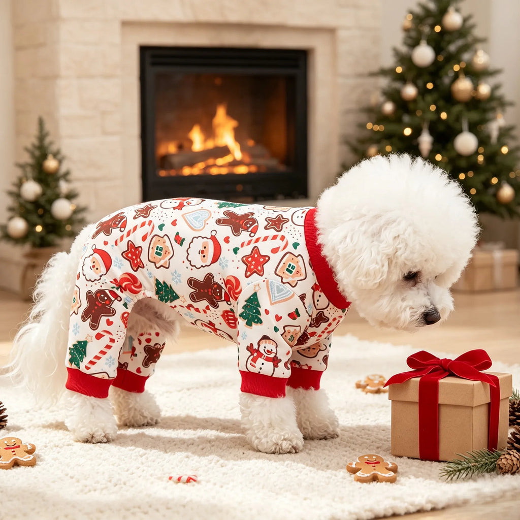 Pijama Navideño para Perro - Jengibre y Papá Noel