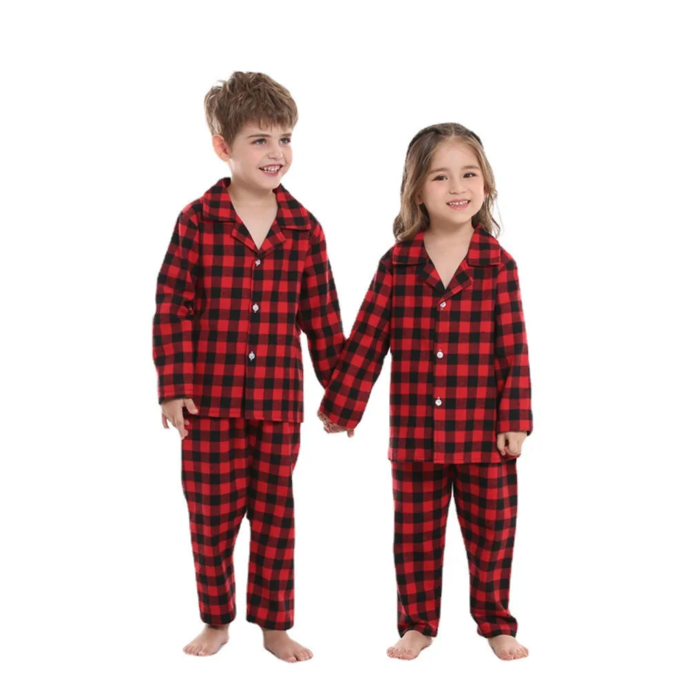 Pijama Navideño para Niños - Cuadros Rojos
