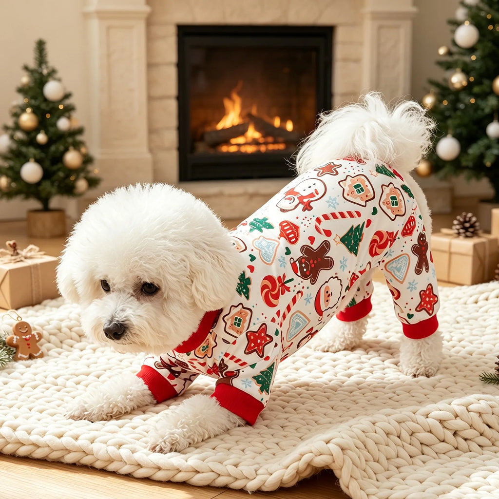 Pijama Navideño para Perro - Jengibre y Papá Noel