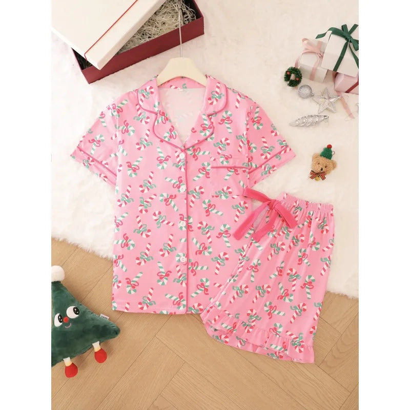 Pijama Corto Navideño para Ella - Bastones de Caramelo