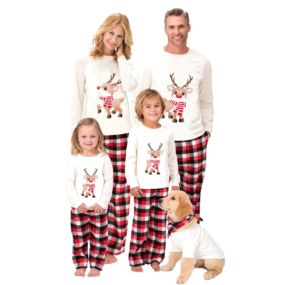 Pijama Navideño Familiar a Juego con Mascota - Alce