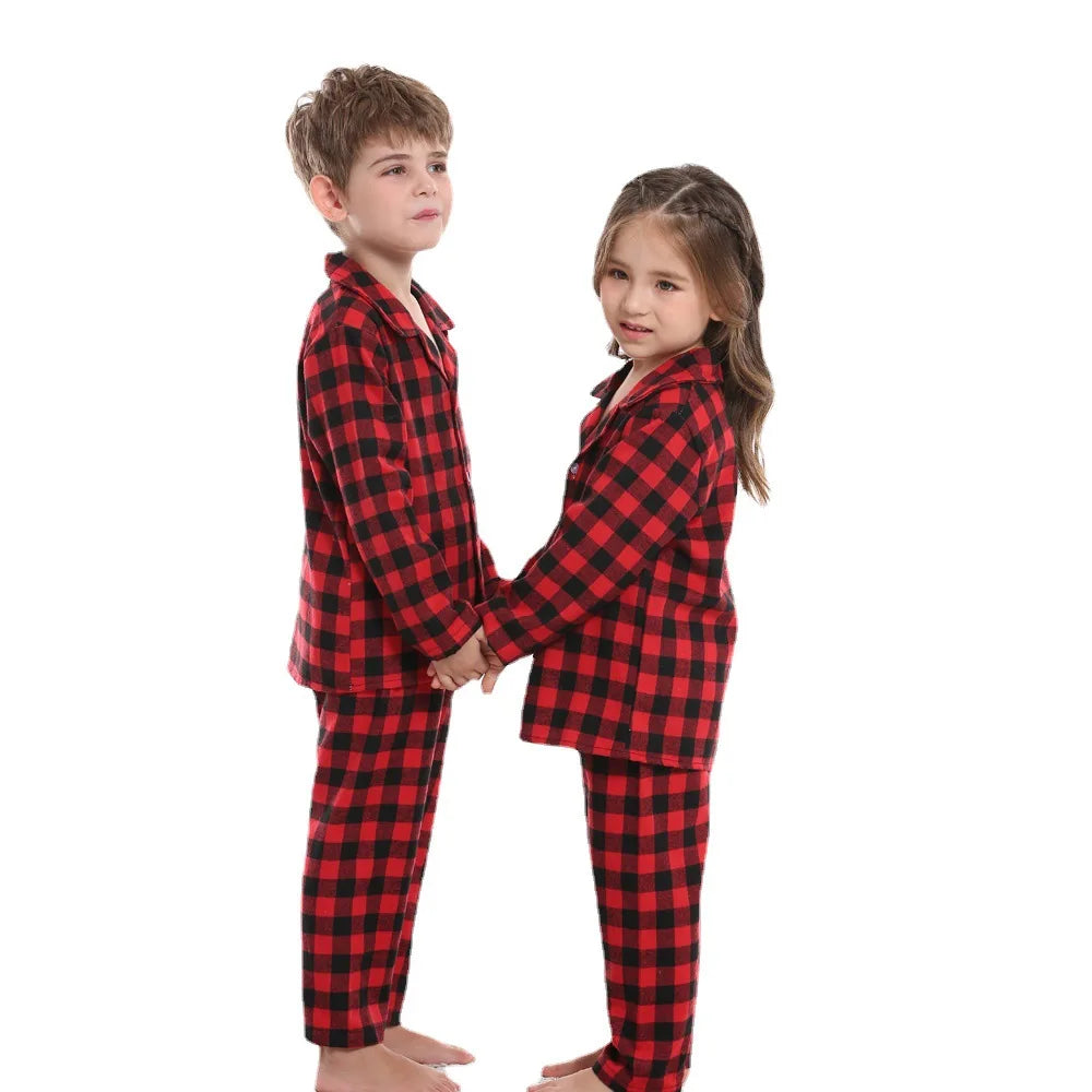 Pijama Navideño para Niños - Cuadros Rojos