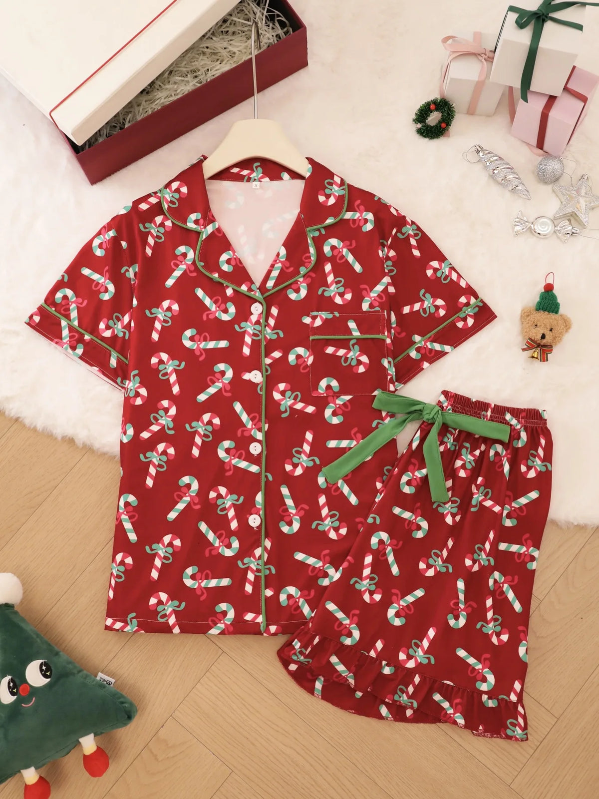 Pijama Corto Navideño para Ella - Bastones de Caramelo