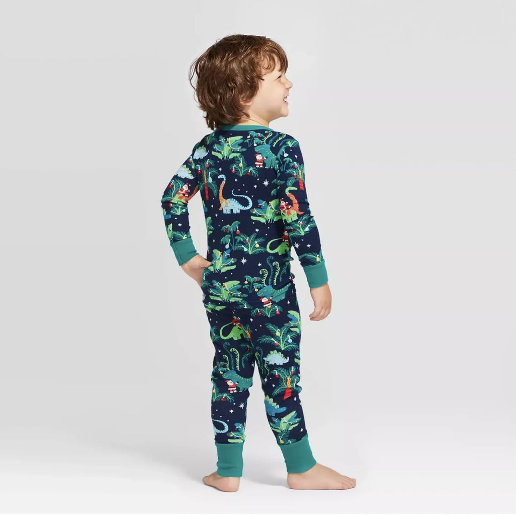 Pijama Navideño Familiar a Juego con Mascota - Dinosaurios