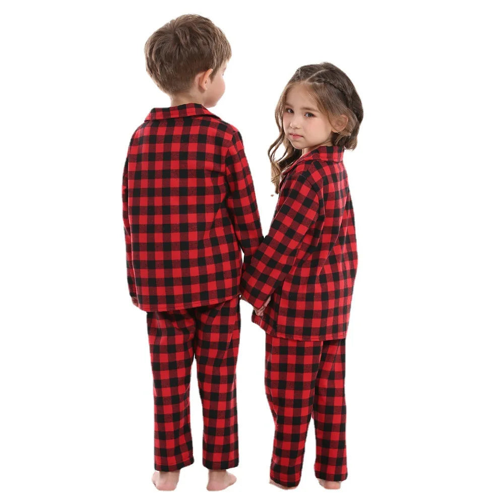 Pijama Navideño para Niños - Cuadros Rojos