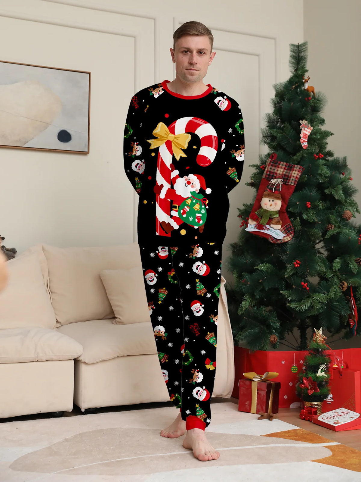 Pijama Navideño Familiar a Juego - Bastones de Caramelo