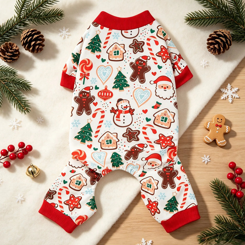 Pijama Navideño para Perro - Jengibre y Papá Noel