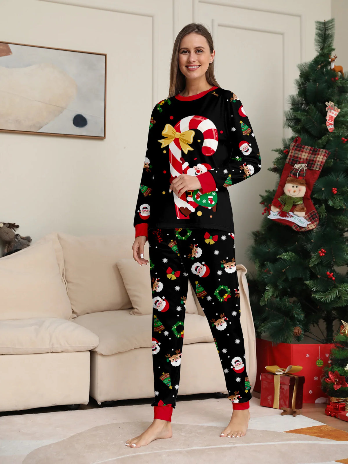 Pijama Navideño Familiar a Juego - Bastones de Caramelo