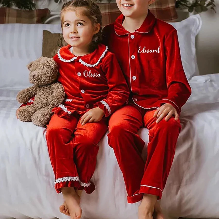 Pijama Navideño de Terciopelo para Niños