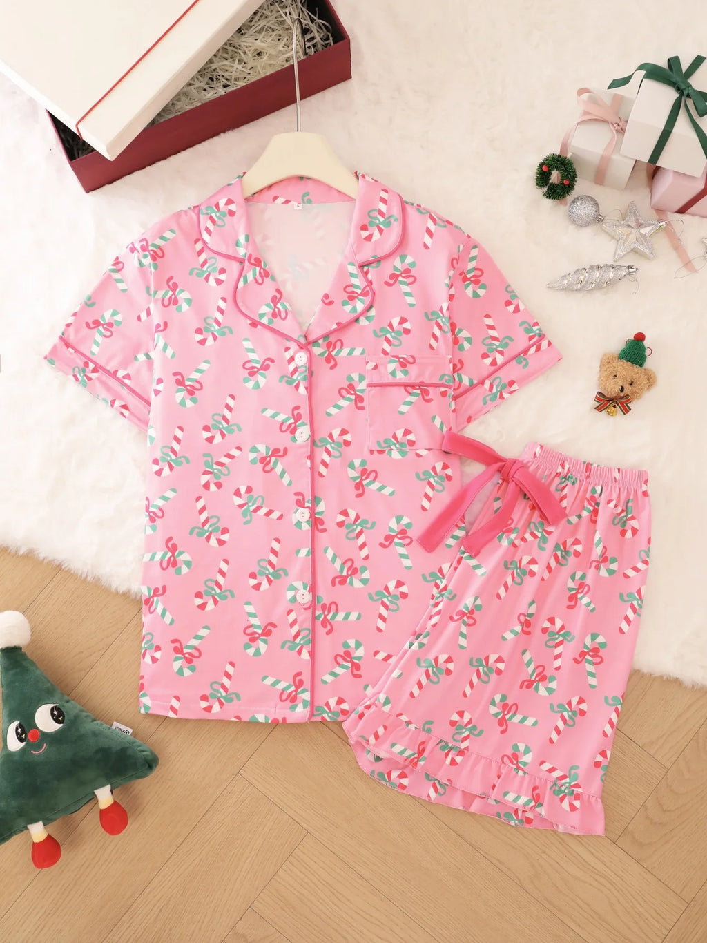Pijama Corto Navideño para Ella - Bastones de Caramelo