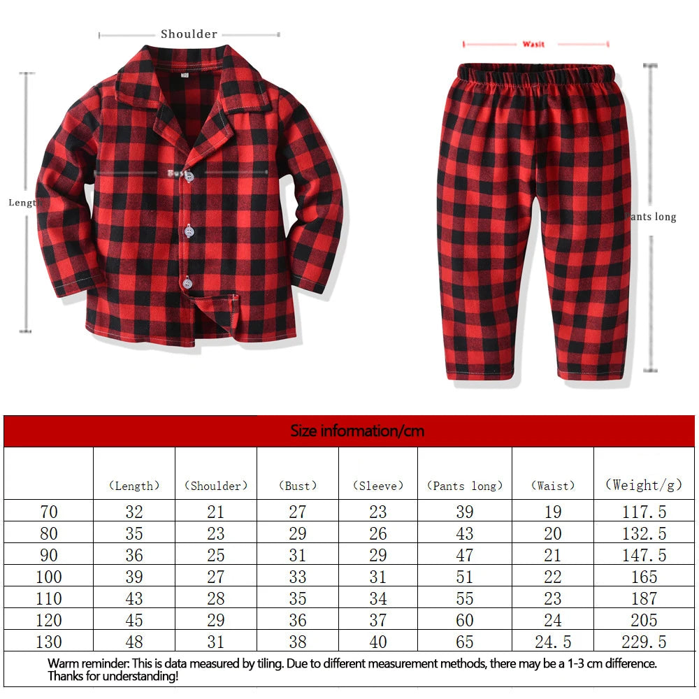 Pijama Navideño para Niños - Cuadros Rojos