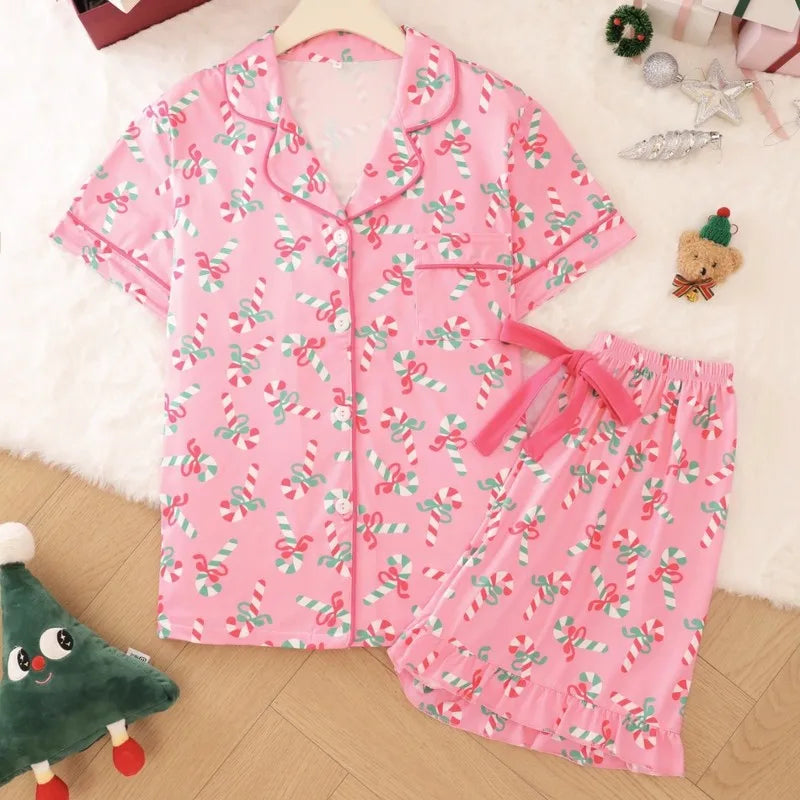 Pijama Corto Navideño para Ella - Bastones de Caramelo