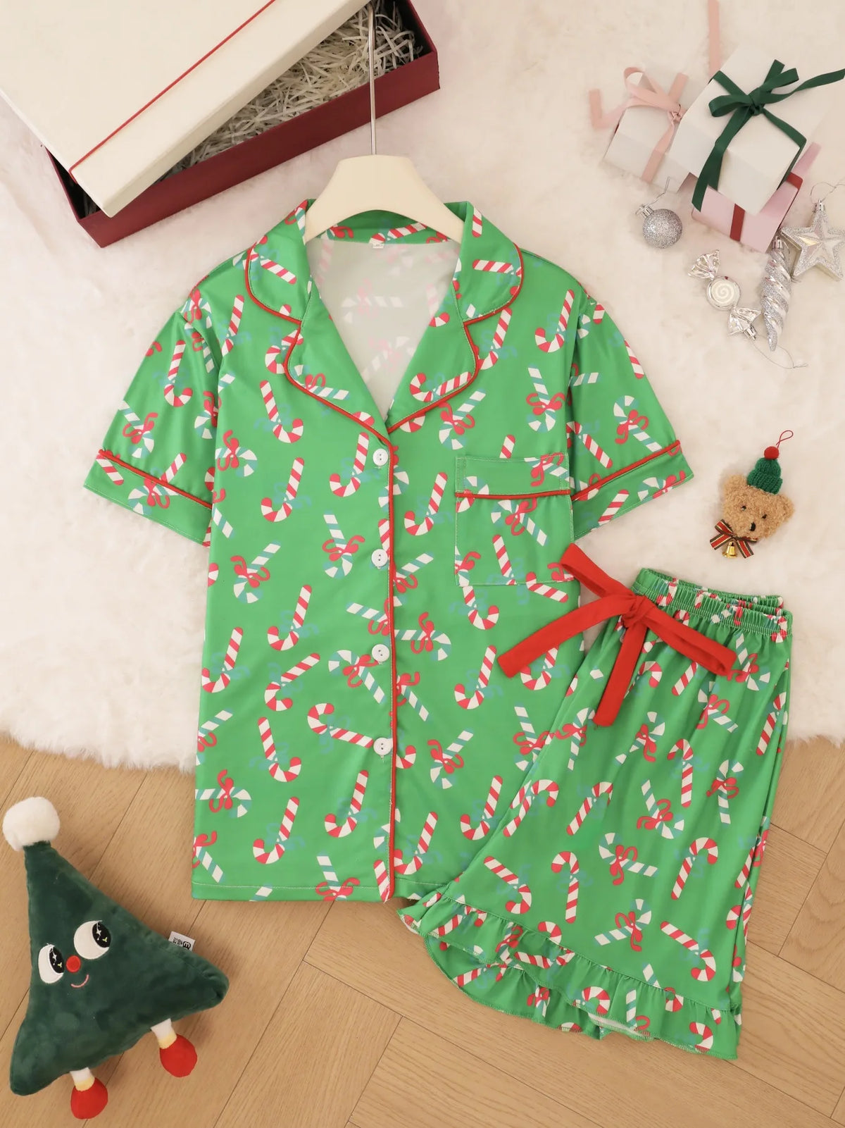 Pijama Corto Navideño para Ella - Bastones de Caramelo