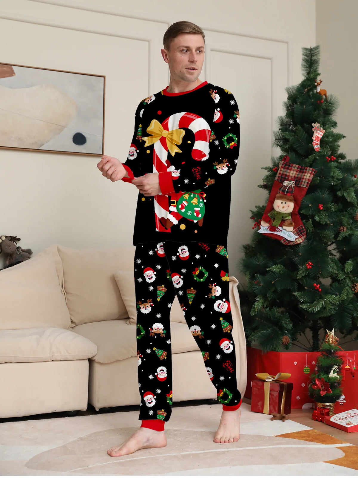 Pijama Navideño Familiar a Juego - Bastones de Caramelo