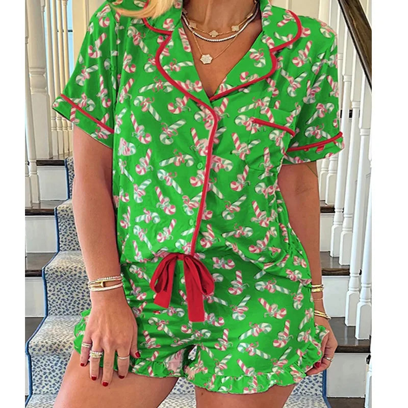 Pijama Corto Navideño para Ella - Bastones de Caramelo